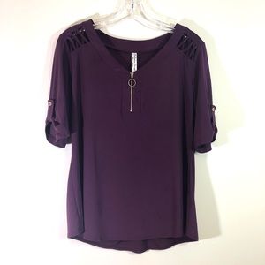 Purple Top with Criss Cross Shoulders